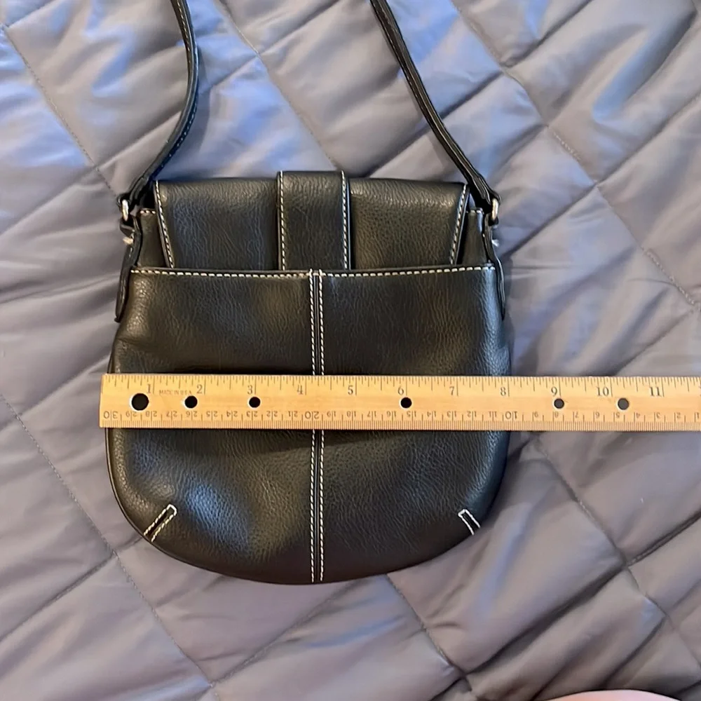 Vintage Liz Claiborne Leather Crossbody Shoulder Bag Black